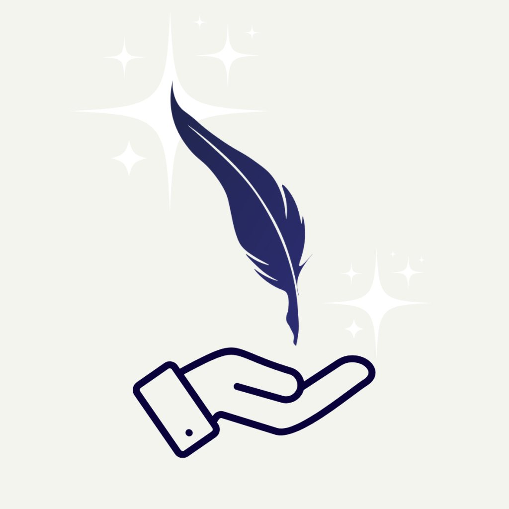 Plume de l'écriture mise en valeur avec des scintillement