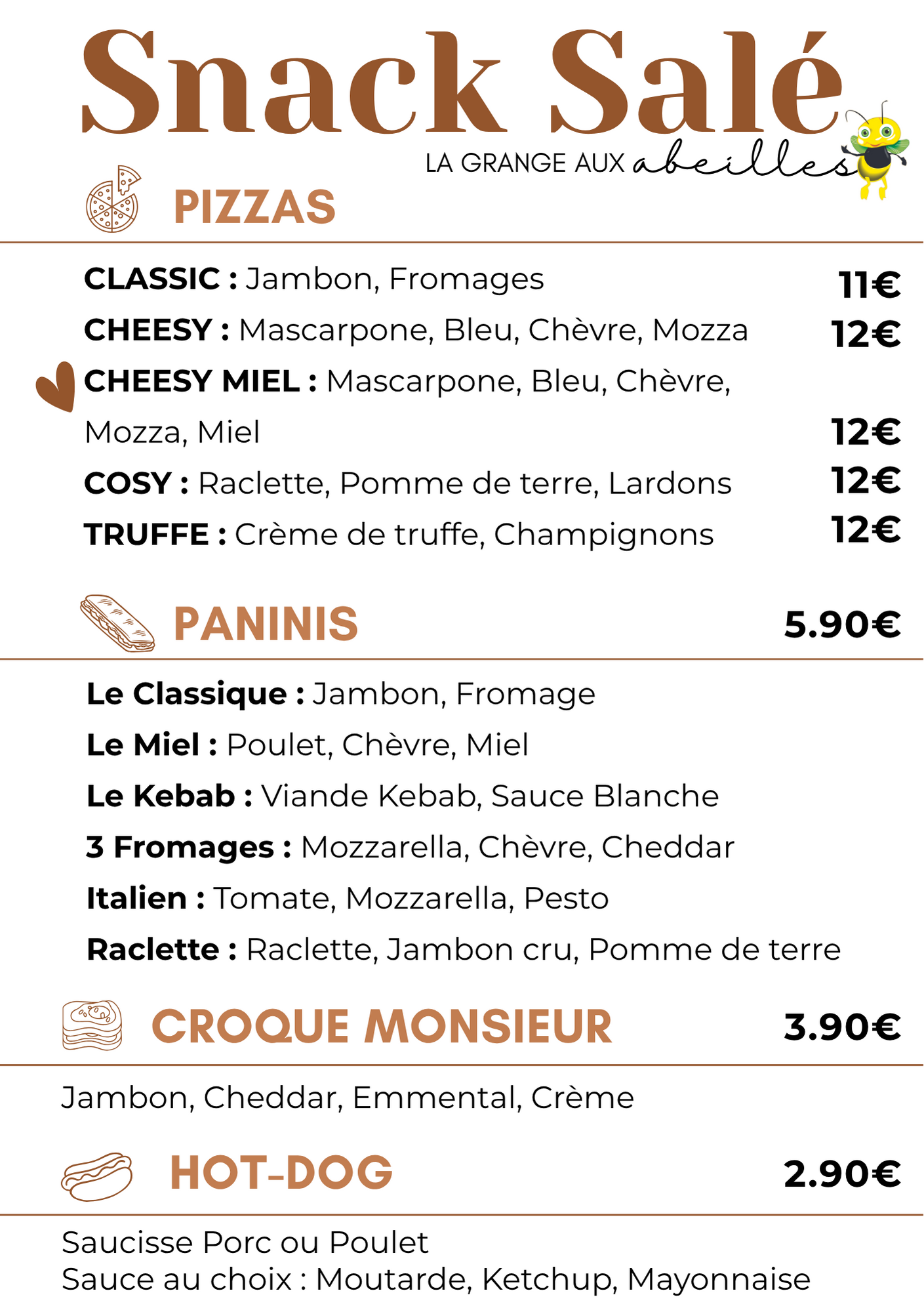 partie salée du menu