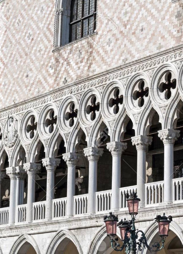 Detail of Venetian architecture, Palazzo Ducale, Venice, Italy.